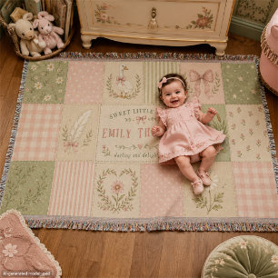 Couverture Patchwork Silhouette Bébé Fille Oie Rigolote Perso