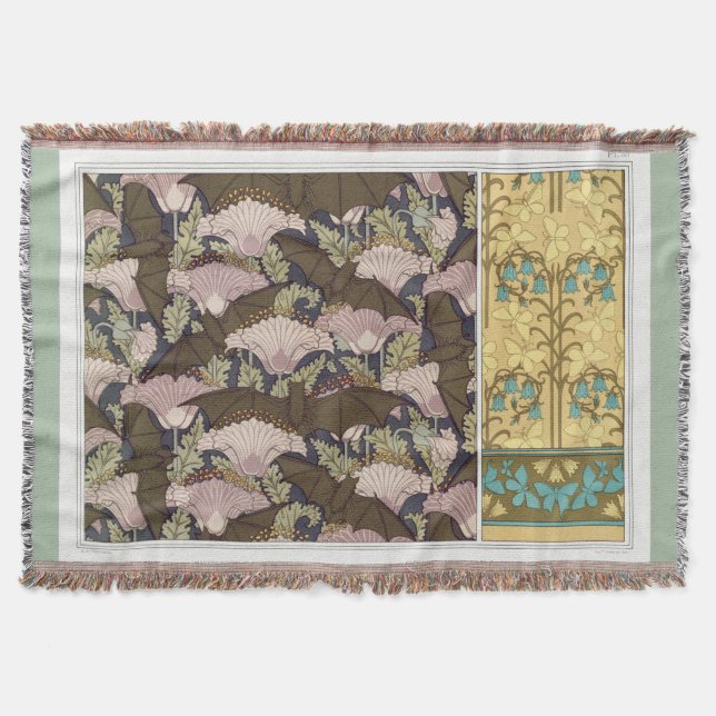 Couverture Pavot de chauves-souris Art nouveau fleurie textil (Devant)