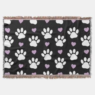 Couverture Paw Motif, Chien Paws, White Paws, Lilac Hearts