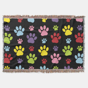 Couverture Paws Colorés, Motif Paw, Empreintes de pattes, Paw