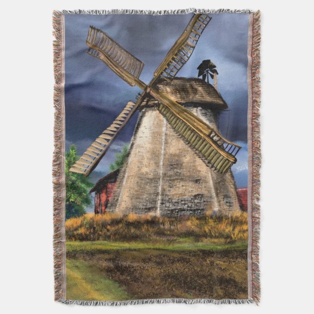 Couverture Pays-Bas Windmill Landscape Thaillot Blanket (devant Vertical)