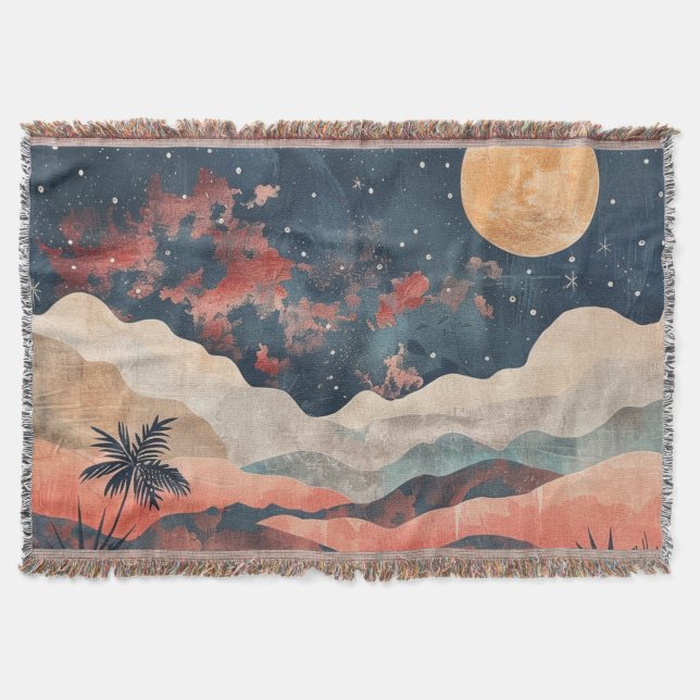 Couverture Paysage céleste boho désert Indigo cuivre (Devant)