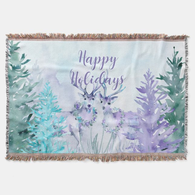 Couverture Paysage hivernal à l'aquarelle Joyeuses Fêtes (Devant)