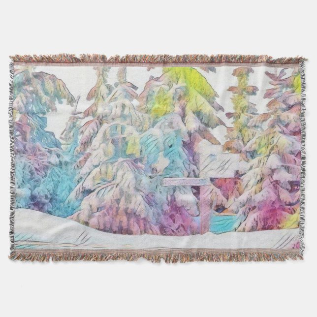 Couverture Paysage hivernal avec l'aquarelle des arbres neigé (Devant)