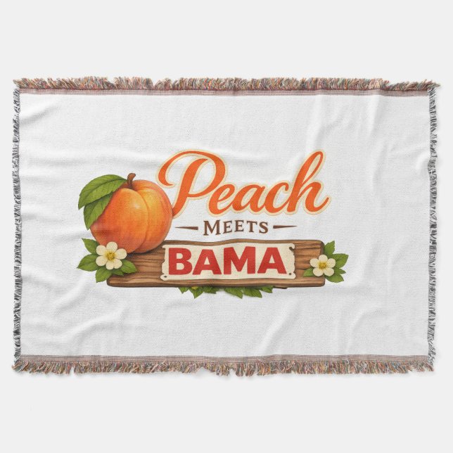 Couverture Peach Meets Bama Plaid Throw Blanket | Southern Lo (Devant)