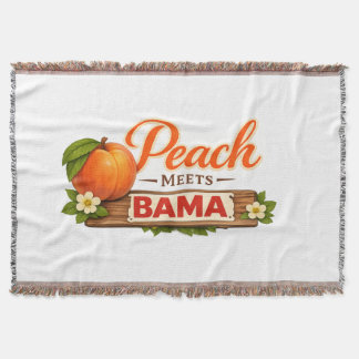 Couverture Peach Meets Bama Woven Throw Blanket | Southern Lo