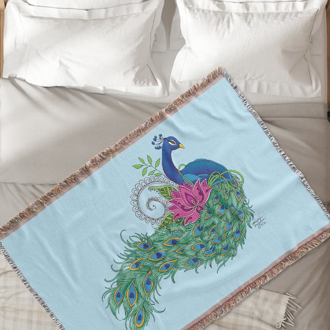 Couverture Peacock Blue Lotus Fleur Henné (Créateur téléchargé)