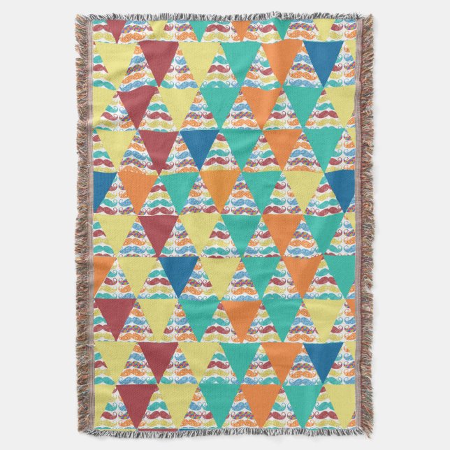 Couverture Peek Boo Mustache Mint Aqua Coral Moderne Abstrait (devant Vertical)