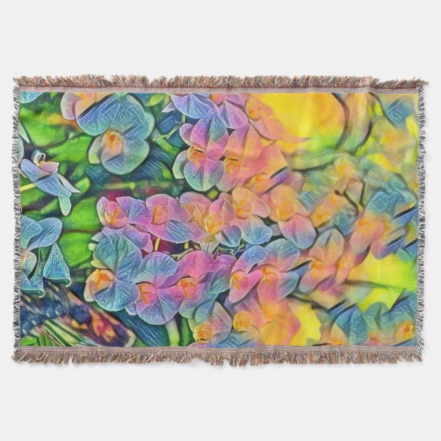 Couverture Peinture à l'aquarelle de fleurs d'orchidées multi (Devant)