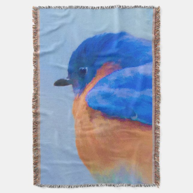 Couverture Peinture Bluebird - Art original pour oiseaux (devant Vertical)