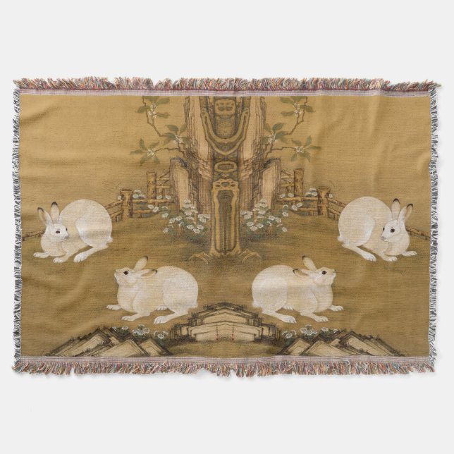 Couverture Peinture de deux lapins blancs d'art chinois vinta (Devant)