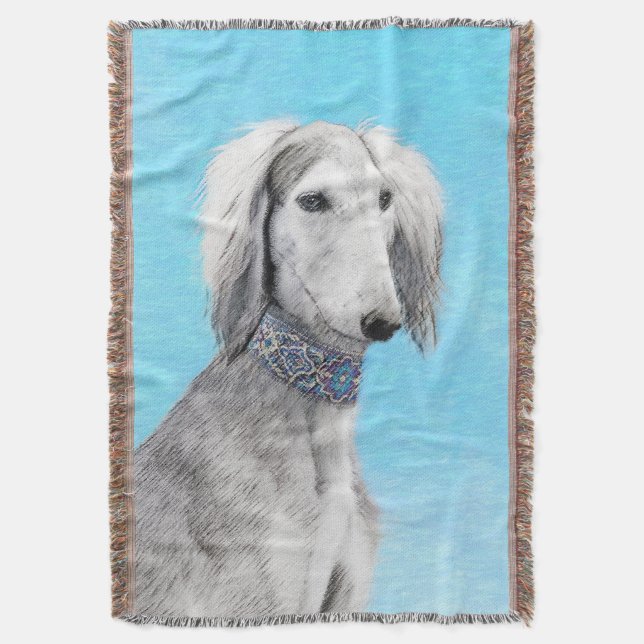 Couverture Peinture de Saluki (Argent) - Joli art original de (devant Vertical)