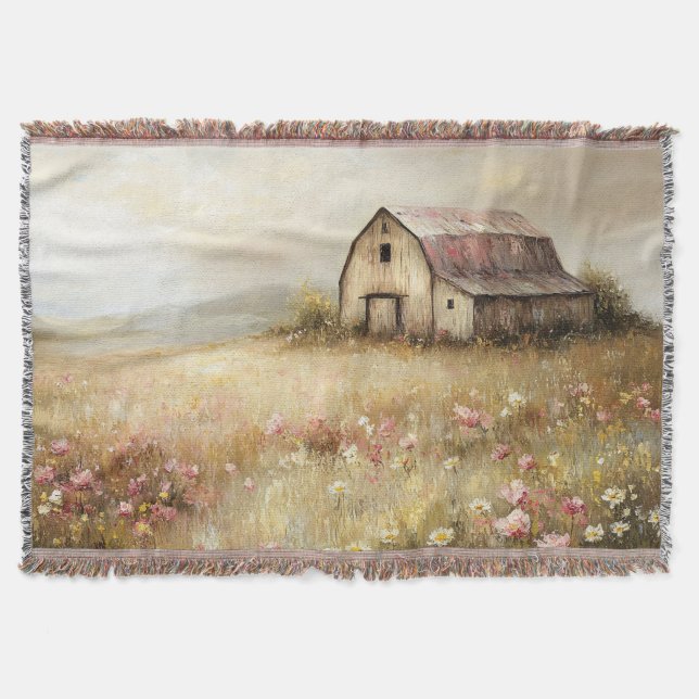 Couverture Peinture de terrain Fleur sauvage de grange blanch (Devant)
