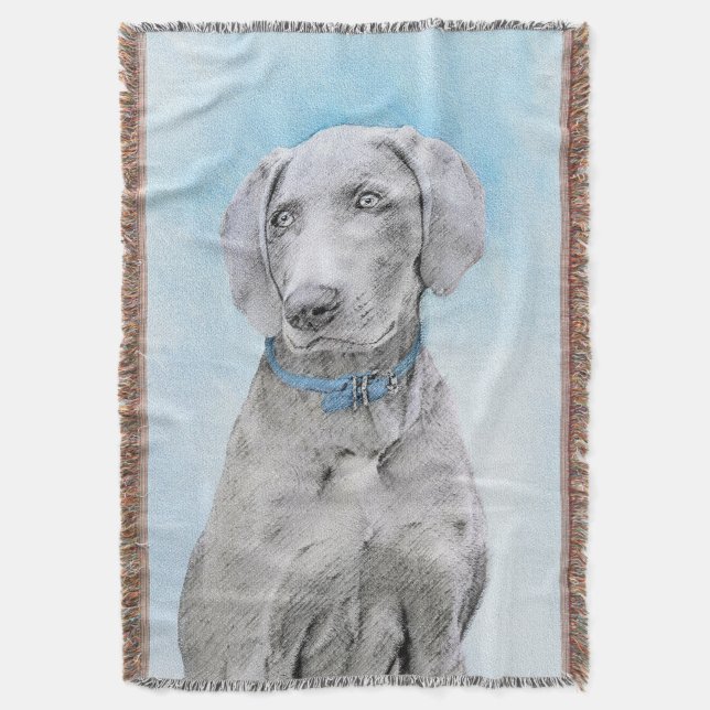 Couverture Peinture de Weimaraner - Art Original Mignon de Ch (devant Vertical)