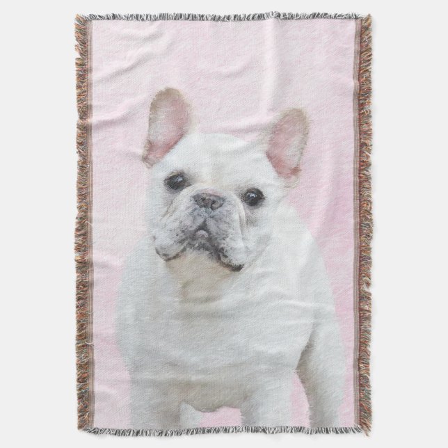Couverture Peinture française de Bulldog (Crème/Blanc) - Art  (devant Vertical)