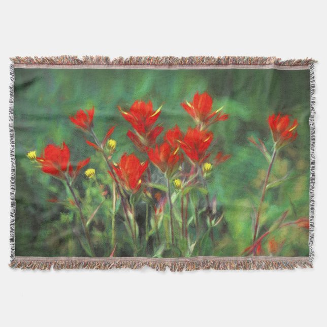 Couverture Peinture indienne de pinceau - Art Fleur original (Devant)