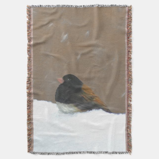 Couverture Peinture Junco foncée - Art original pour oiseaux (devant Vertical)
