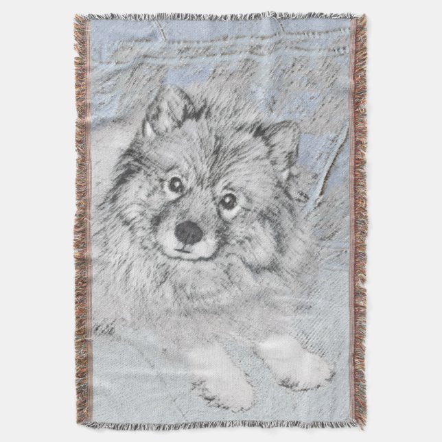 Couverture Peinture Keeshond Beth - Joli art original chien (devant Vertical)