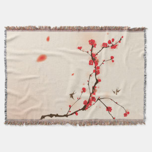 Couverture Peinture orientale de style, fleur au printemps 3