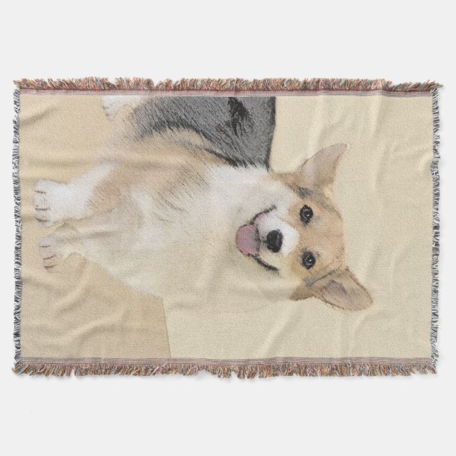 Couverture Pembroke Welsh Corgi Peinture - Art Chien original (Devant)