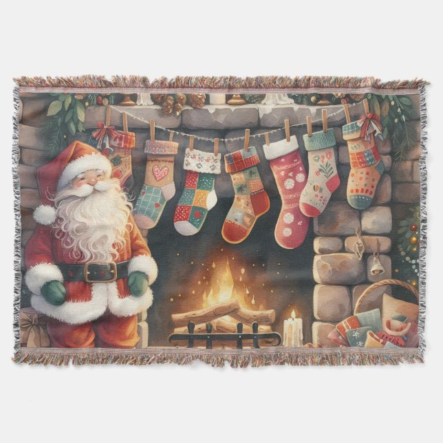 Couverture Père Noël au coin de la cheminée Chaussettes de No (Devant)