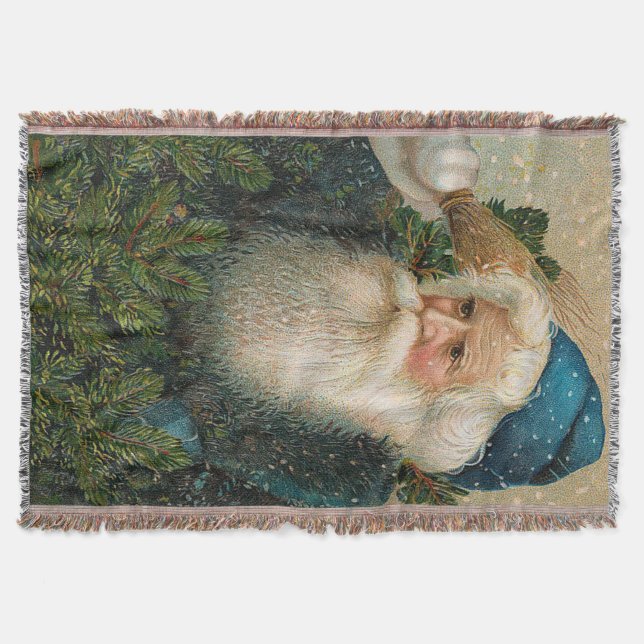 Couverture Père Noël vintage avec le casquette bleu (Devant)