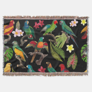 Couverture Perroquets tropicaux colorés, Feuilles et fleurs
