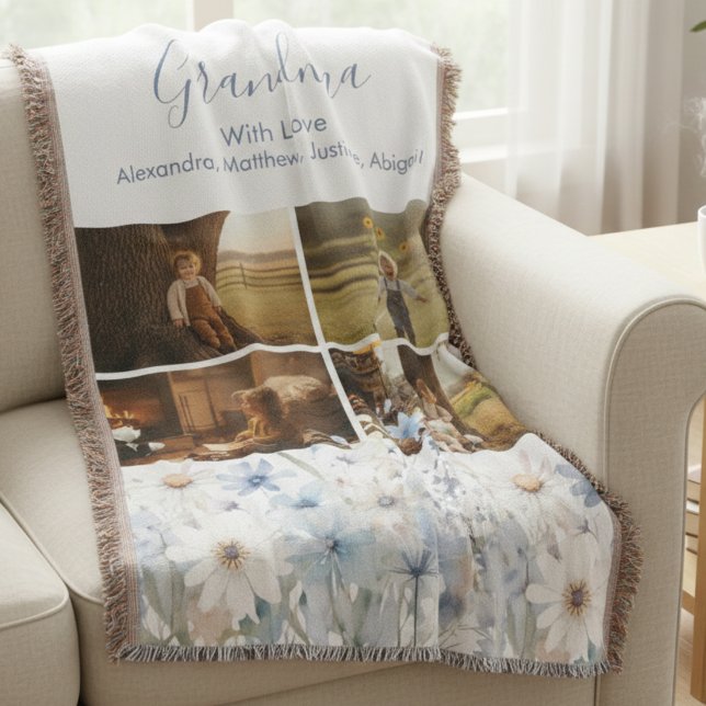 Couverture Personalized Grandkids Collage (Personalized Grandchildren Collage Throw blanket for Grandma)