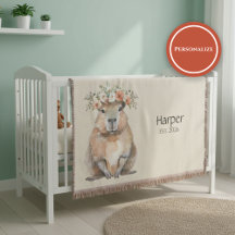 Personalized Nursery Blanket • Capybara Baby Decor