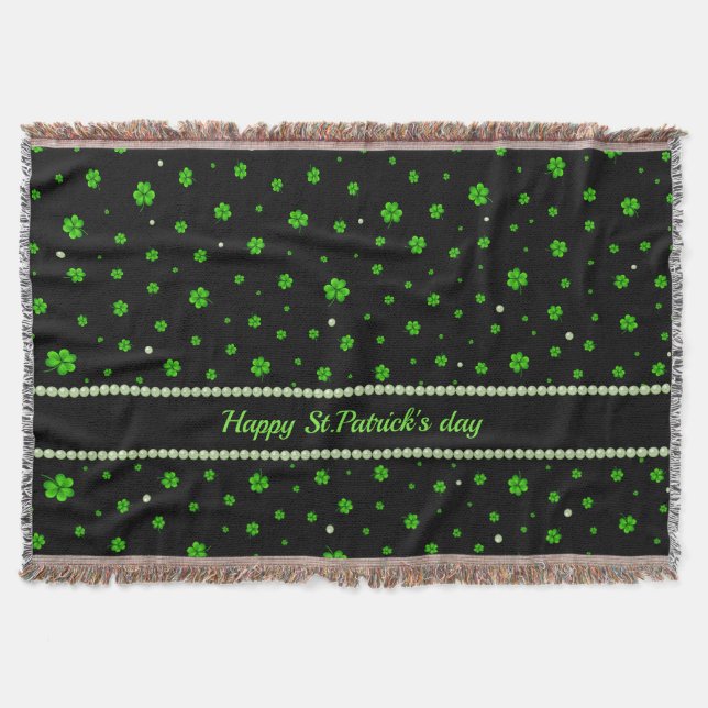 Couverture Personalized Pattern of green shamrocks with pearl (Devant)