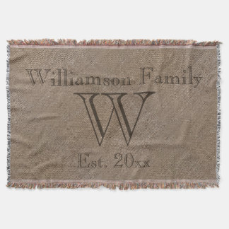Couverture Personnalisé Rustique Burlap Look Famille Keepsaké