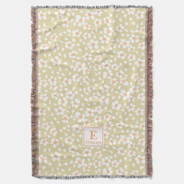 Couverture personnalisée avec monogramme floral no (devant Vertical)
