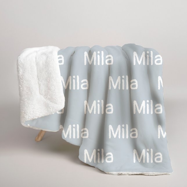 Couverture personnalisée bleu-gris sherpa pour jeu (Bridesmaid gift custom blanket, Custom new mom sherpa blanket, Cozy winter blanket gift for grandma,)
