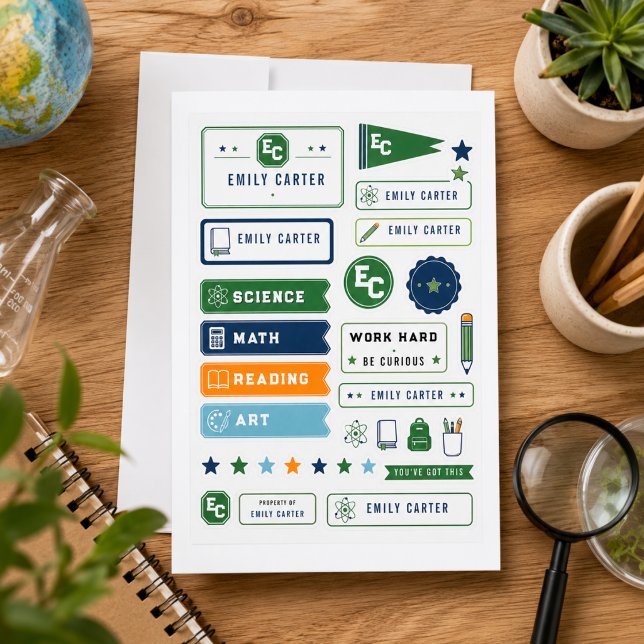 Couverture personnalisée de l'école de sciences ve (Personalized Navy Green Science School Cover
)