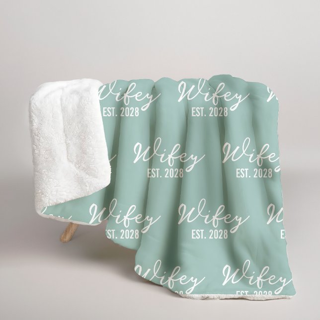 Couverture personnalisée Sage Sherpa pour cadeau à (custom newlywed sherpa for bride and groom, mr & mrs blanket gift for her, wifey & hubby cozy gift,)