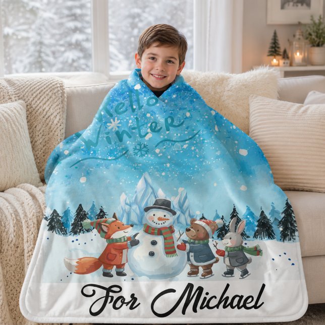 Couverture personnalisée Sherpa Bonjour l'hiver (Créateur téléchargé)