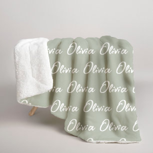 Couverture personnalisée Sherpa vert sauge pour Ma