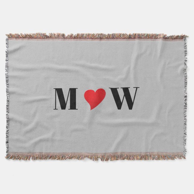 Couverture Personnaliser Couple initiales A aime B cœur rouge (Devant)