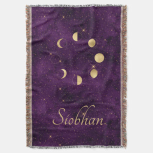Couverture Phases de la lune d'or Étoiles violettes Personnal