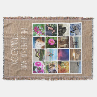 Couverture Photo Collage personnalisé 16 Photo Burlap-Look Mo