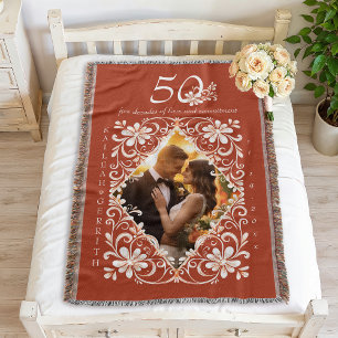 Couverture Photo de couples romantiques Rouge Rouille 50e Ann