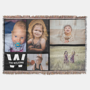 Couverture Photos multiples en noir et blanc Monogramme perso
