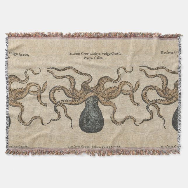 Couverture Pieuvre Kraken Antique Faune Marine Côtière (Devant)