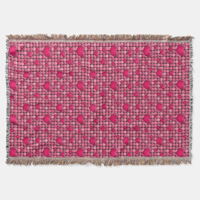 Couverture Pile rose avec des coeurs (Devant)