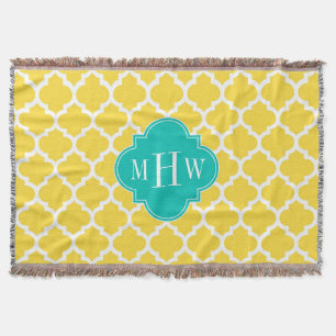 Couverture Pineapple Wht Moroccan #5 Teal 3 Monogram initial