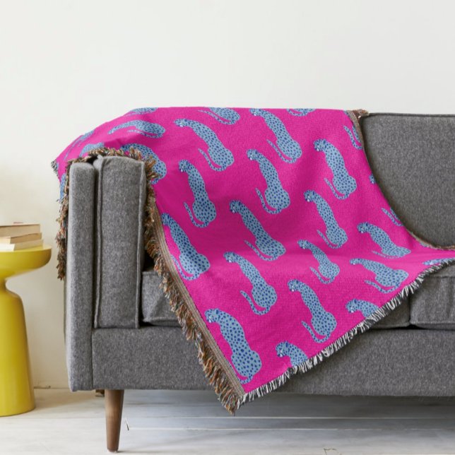 Couverture Pink & Blue Modern Jungle Cheetah Lancer la couver (Pink & Blue Modern Jungle Cheetah Throw Blanket
)