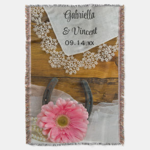 Couverture Pink Daisy, dentelle et fer à cheval Mariage occid