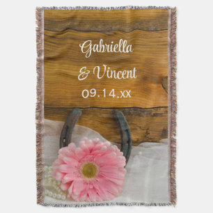 Couverture Pink Daisy et Horseshoe Country Western Mariage