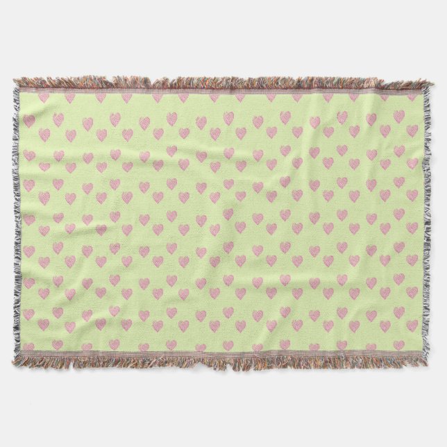 Couverture Pink oodle lines hearts on green (Devant)
