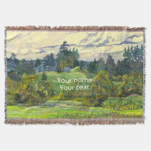 Couverture Pins peint aquarelle sur soie